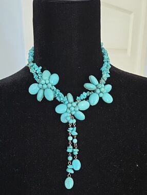 Turquoise Floral Statement Necklace - Women Jewelry